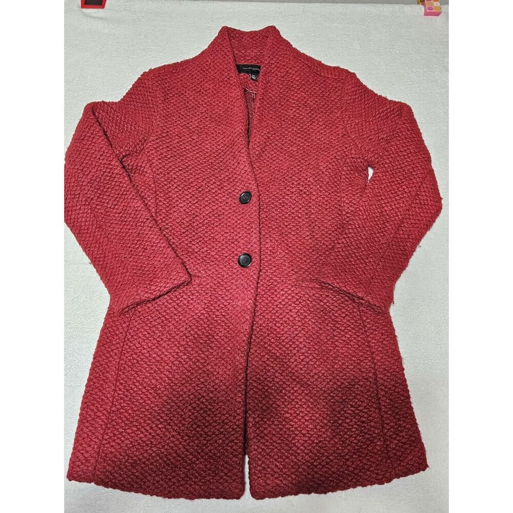 Banana Republic Red Burgundy, 75% Poly 25wool Collar Cardigan Cable KnitSweater - Picture 1 of 6